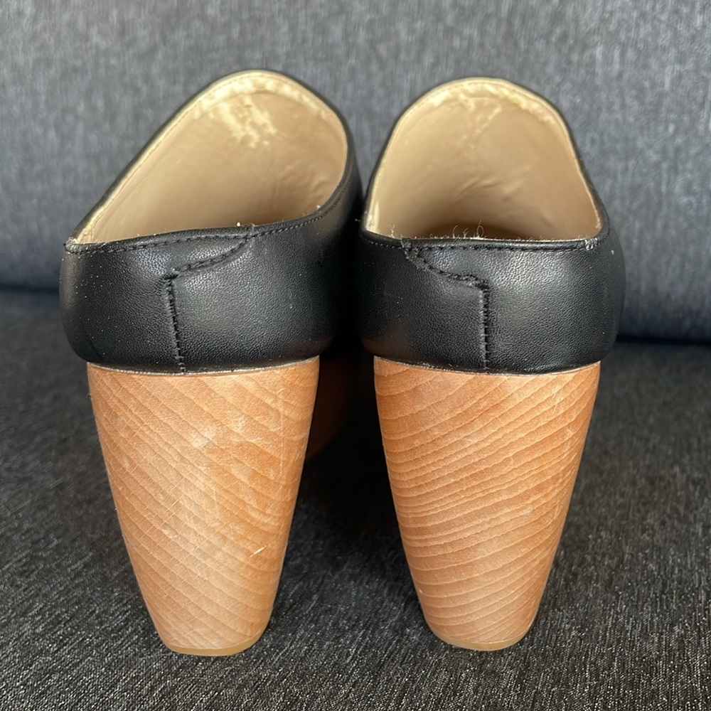 Black Leather Platform Clogs - image 6